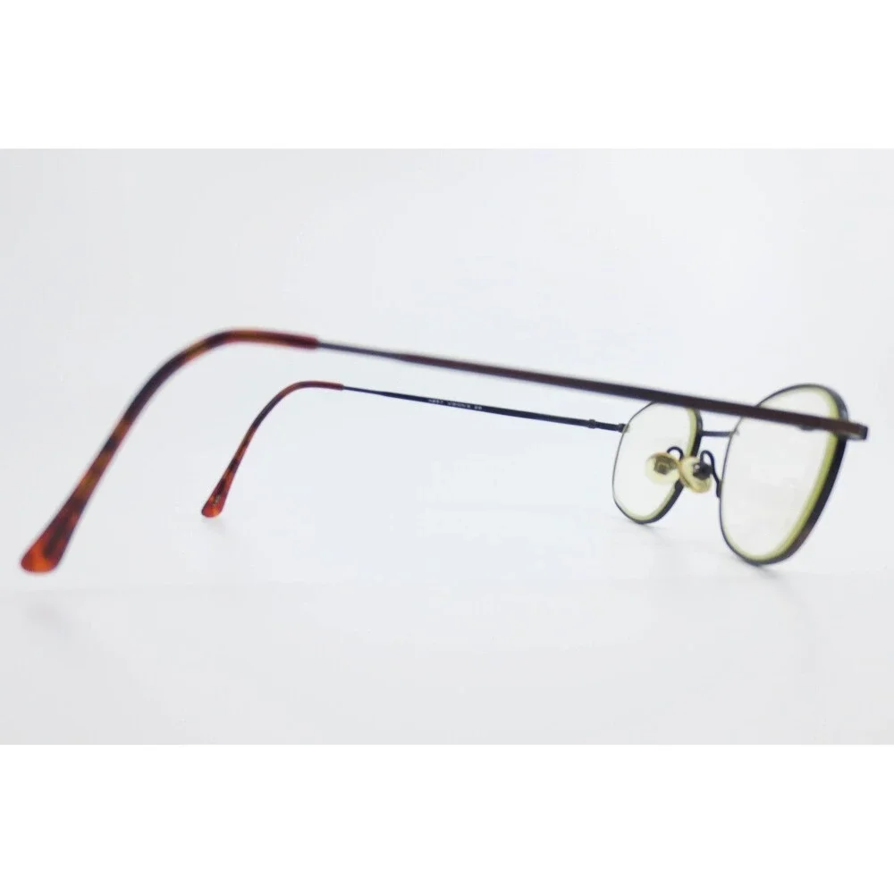 Visions X857 Eyeglasses Brown Metal Oval Frames Tortoise Temple Tips 140mm